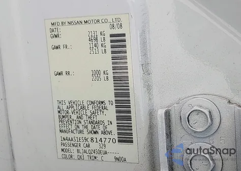 2009 Nissan Maxima 3.5 S from USA, damaged, VIN 1N4AA51E59C814770